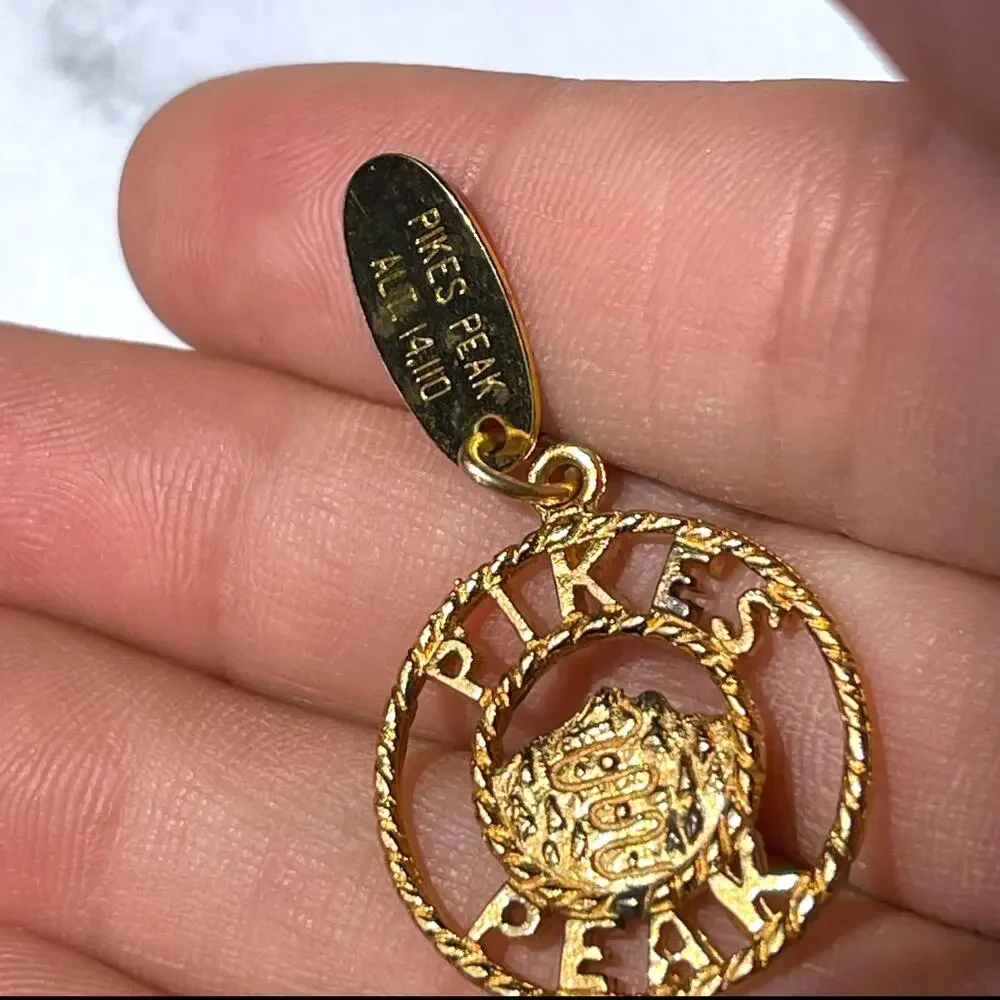 Vintage Pikes Peak Colorado Souvenir Charm Pendant 14,110 Ft Sterling Tag